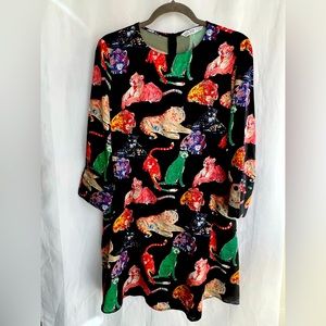 Zara Animal Printed Black Dress